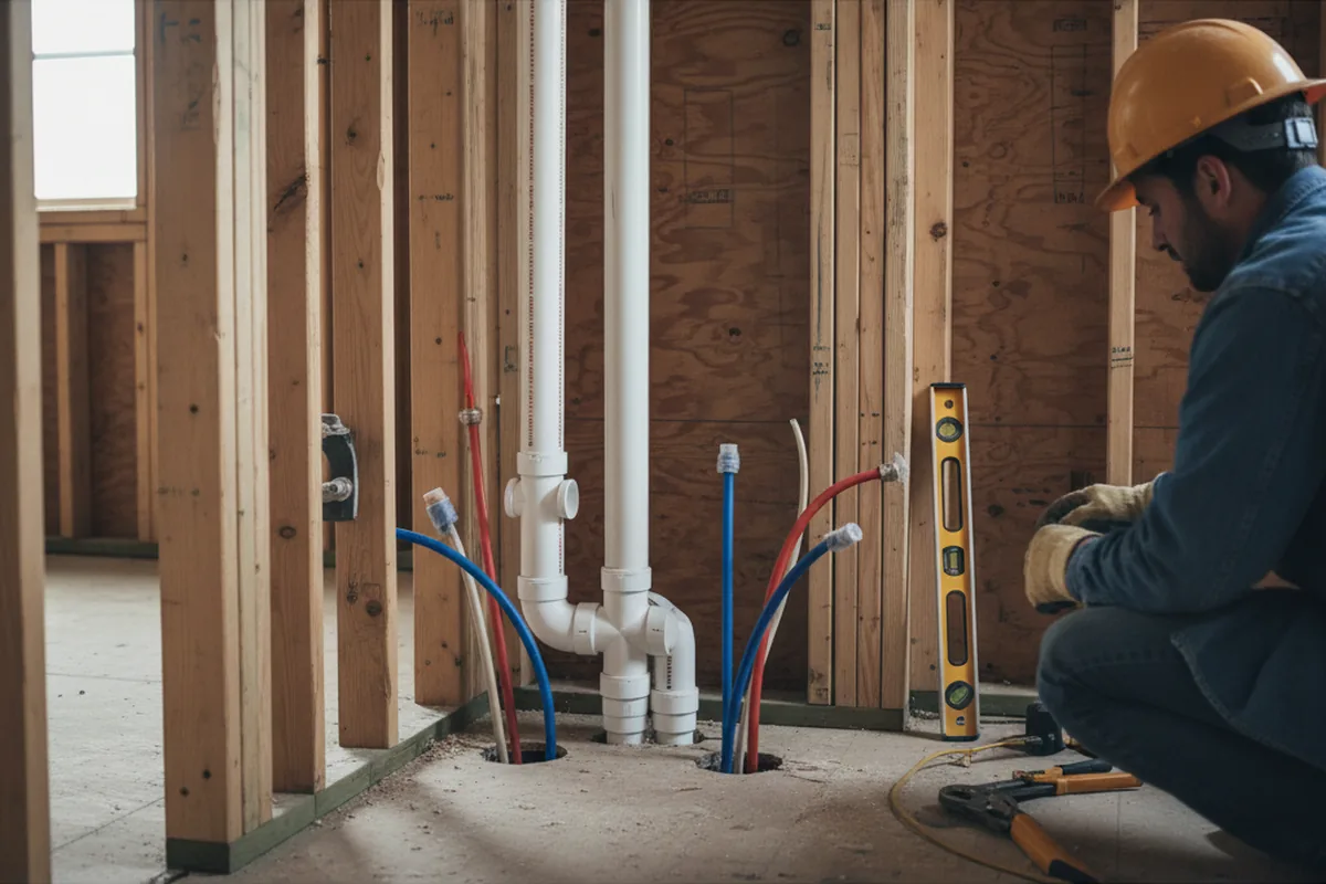 Drain and supply rough-in during Garbage Disposal Repair in Edinburgh