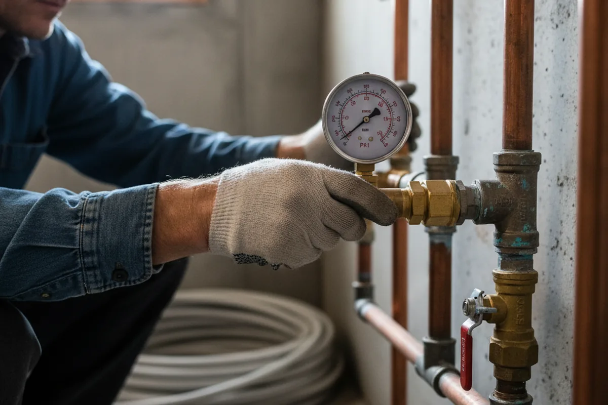 Pressure testing a repaired line during Water Line Repair in Edinburgh